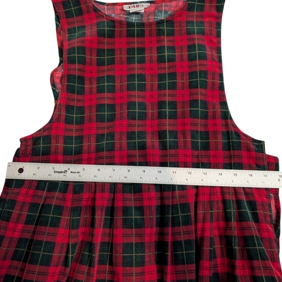 VTG Fads Long Jumper Dress Red Tartan Plaid Bedford Fair Dark Academia Sz 12p - Picture 9 of 9